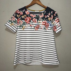 12PM by Mon Ami Short Sleeve Tee Blue/White & Floral Small